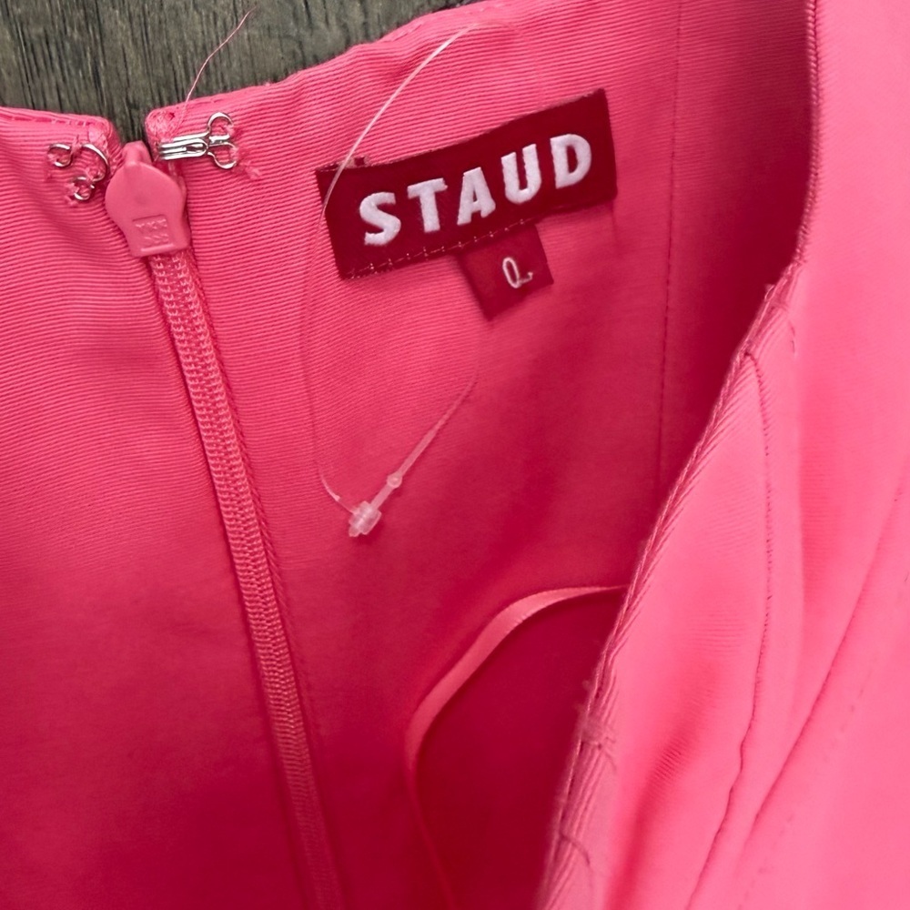 STAUD Landscape Dress Vibrant Pink Flare Dress Sz 0 NWT 395$ - Picture 8 of 10